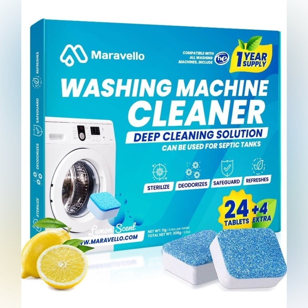 Maravello Washing Machine Cleaner Tablets 28 Pack Highly Efficient Laundry